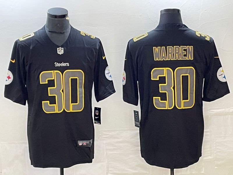 Men Pittsburgh Steelers 30 Warren Nike Fashion Impact Black Color Rush Limited NFL Jersey